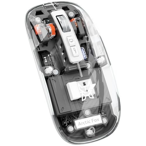 Arctic Fox Pureview Transparent Wireless and Bluetooth Rechargeable Mouse, USB Receiver,LED Battery Magic Silm for Office/PC/Mac/Laptop/Apple/ipad(Space Gray) - Image 1