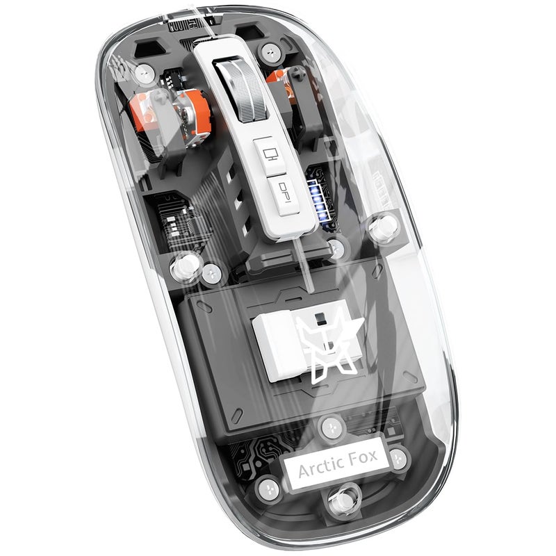 Arctic Fox Pureview Transparent Wireless and Bluetooth Rechargeable Mouse, USB Receiver,LED Battery Magic Silm for Office/PC/Mac/Laptop/Apple/ipad(Space Gray) - Image 3