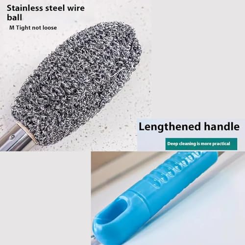 TAZLYN Bottle Cleaner Brush with Long Handle Cleaning Brush Steel Brush for Cleaning Bottle Kitchen Accessories Items for Home Steel Dish Scrubber Brush for Narrow Neck Containers Glassware Pack of 1 - Image 3