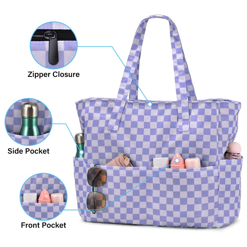 oscaurt Beach Bags for Women Large Waterproof Sandproof Beach Tote Swim Pool Bag with Zipper for Travel Vacation Essentials - Image 3