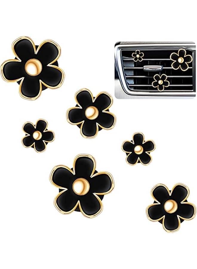 Generic 6 Pcs Daisy Flower Air Vent Clip Accessories Air Conditioning Outlet Clip Car Air Freshener Dashboard Accessories Charm Car Inter Decor(2.5 cm, 3 cm, 3.3 cm,Black)  - Image 1