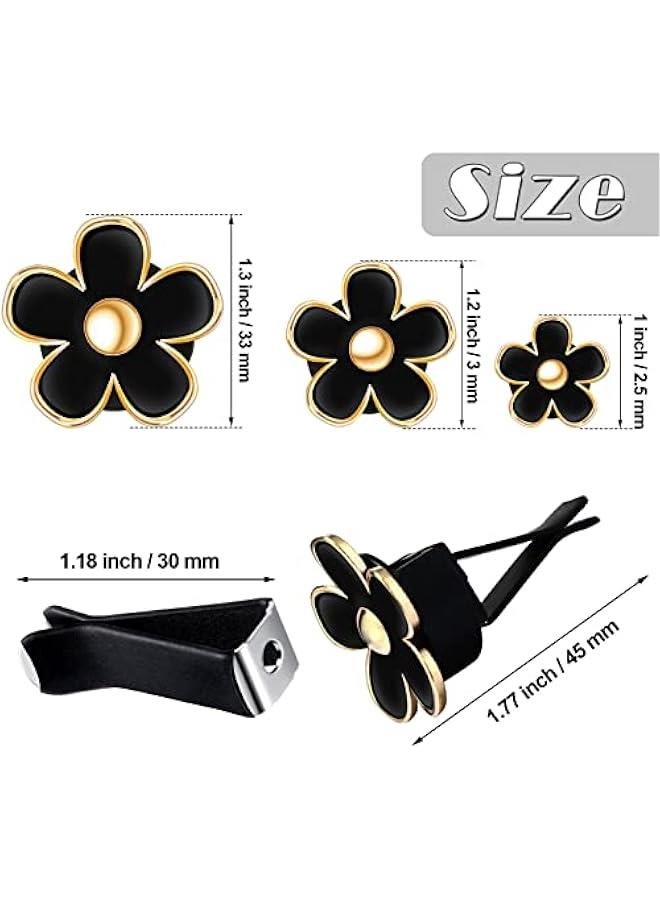 Generic 6 Pcs Daisy Flower Air Vent Clip Accessories Air Conditioning Outlet Clip Car Air Freshener Dashboard Accessories Charm Car Inter Decor(2.5 cm, 3 cm, 3.3 cm,Black)  - Image 2
