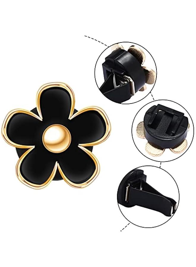 Generic 6 Pcs Daisy Flower Air Vent Clip Accessories Air Conditioning Outlet Clip Car Air Freshener Dashboard Accessories Charm Car Inter Decor(2.5 cm, 3 cm, 3.3 cm,Black)  - Image 3