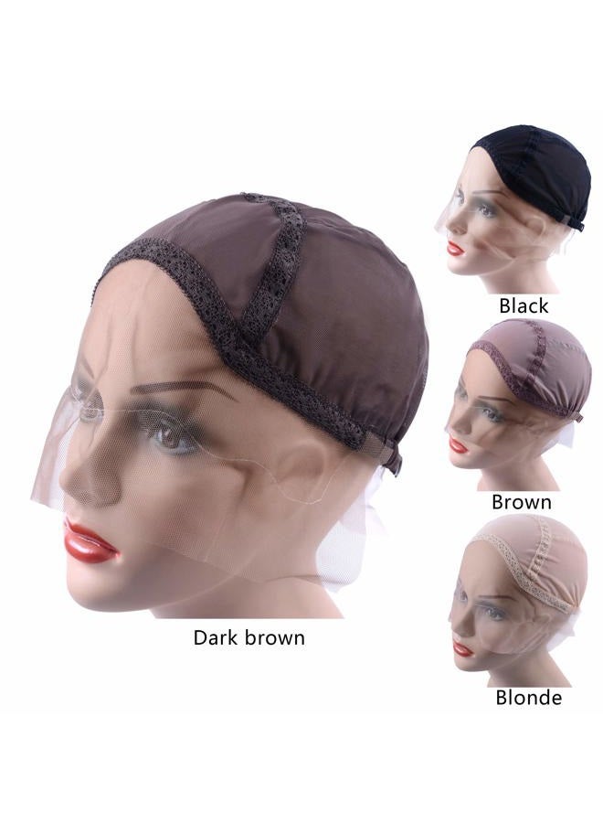 yantaisiyu Lace Front Wig Cap for Making Wigs with Adjustable Strap Glueless Weaving Wig Caps Swiss Lace Hairnet (Dark Brown S 52 cm) - Image 2