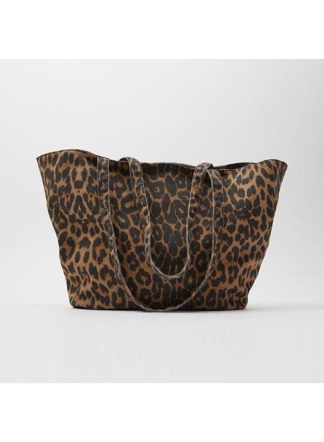 Z Women's Bag 2024 All-match Leopard Print Casual Commuter Tote Bag Large Capacity Short-distance Travel Shoulder Bag-Color:Leopard  - Image 1