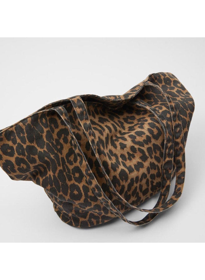 Z Women's Bag 2024 All-match Leopard Print Casual Commuter Tote Bag Large Capacity Short-distance Travel Shoulder Bag-Color:Leopard  - Image 5