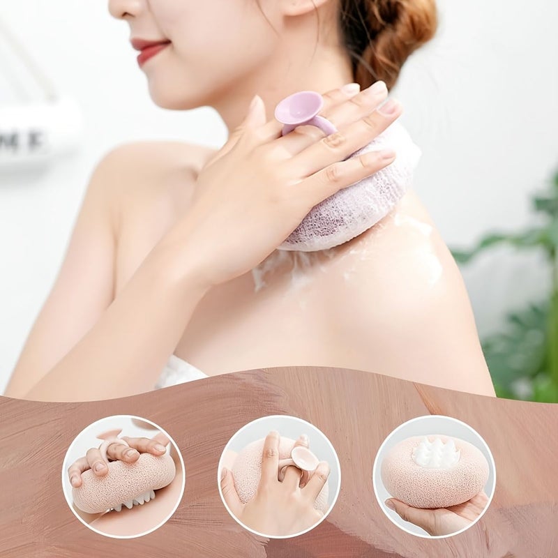 2 In 1 Exfoliating Shower Ball Body Brush Set With 2 Hooks - Image 5