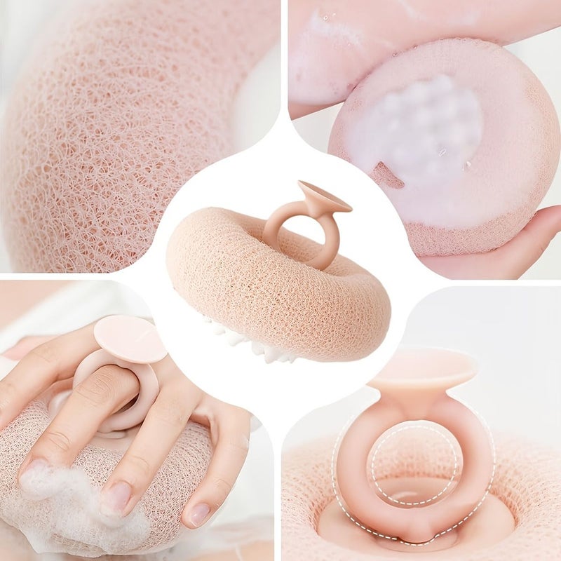 2 In 1 Exfoliating Shower Ball Body Brush Set With 2 Hooks - Image 2