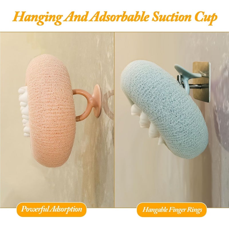 2 In 1 Exfoliating Shower Ball Body Brush Set With 2 Hooks - Image 3
