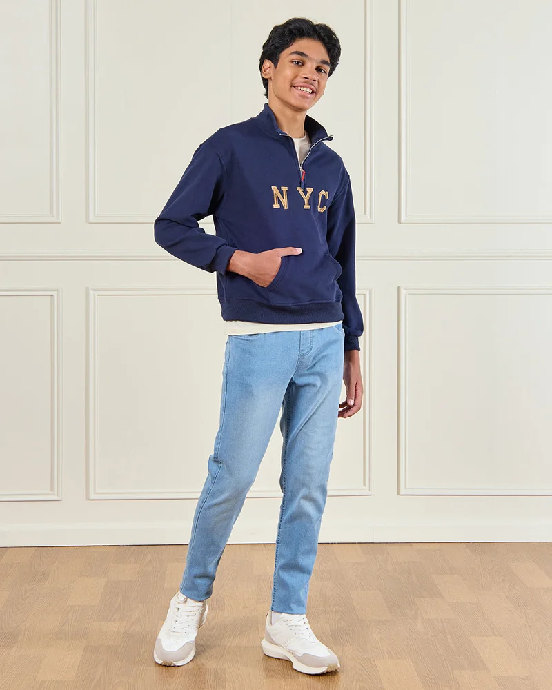 Redtag Senior Boys Navy Printed Sweatshirt