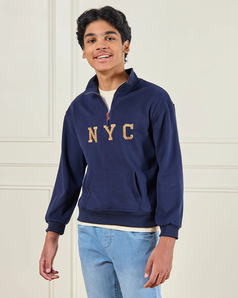 Redtag Senior Boys Navy Printed Sweatshirt