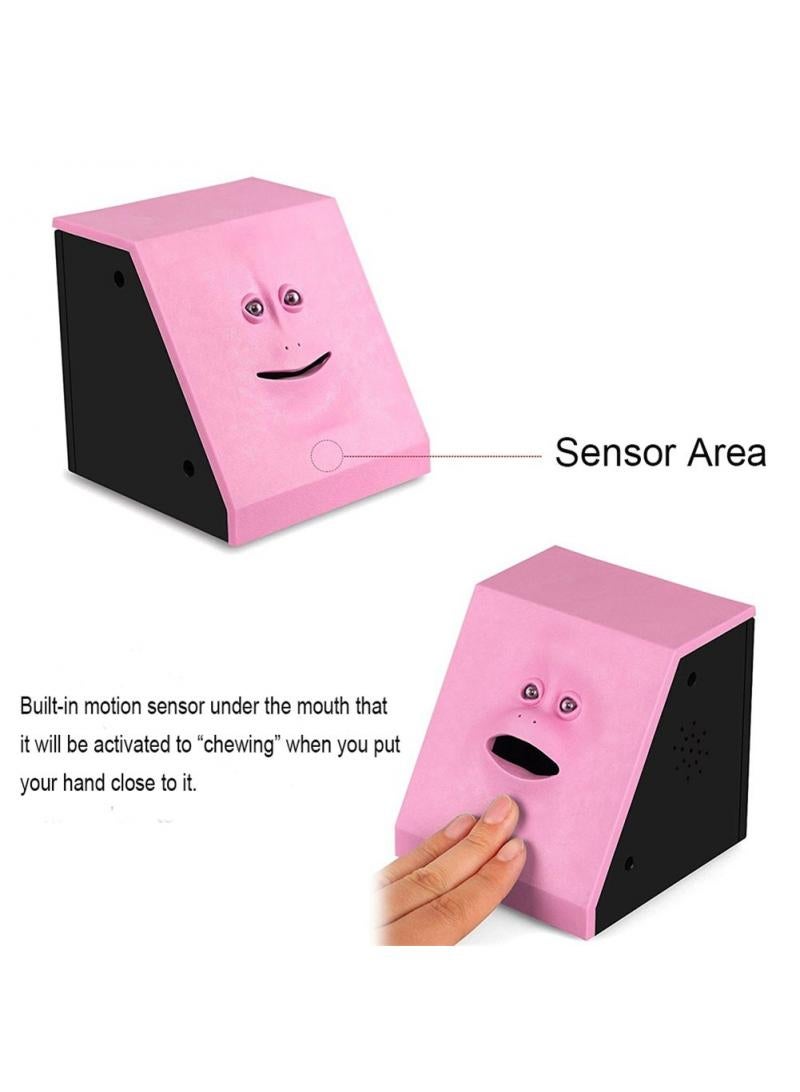 general Novelty Coin Money Eating Musical Face Bank Automatic Money Saving Collection Money Bank For Kids Children (Pink Brick) - Image 3
