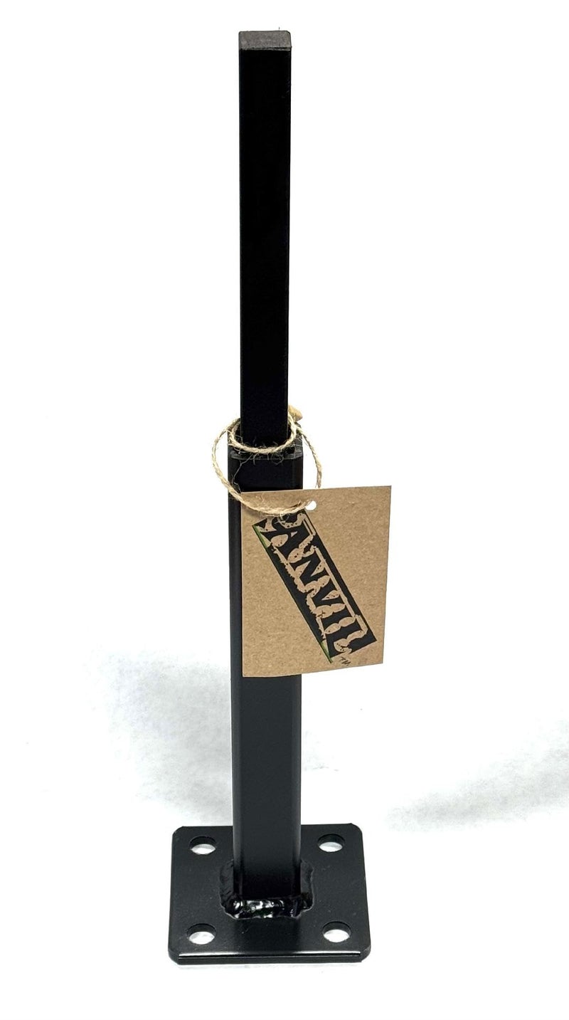 Anvil No Welding Repair 1 Rusted Out Black Iron Step Railing Posts 6 Mount Slips Inside Rails one inch Square Hollow Post Handrail Bracket w 3 Square Base Plate Black Paint w Concrete Anchors - Image 2