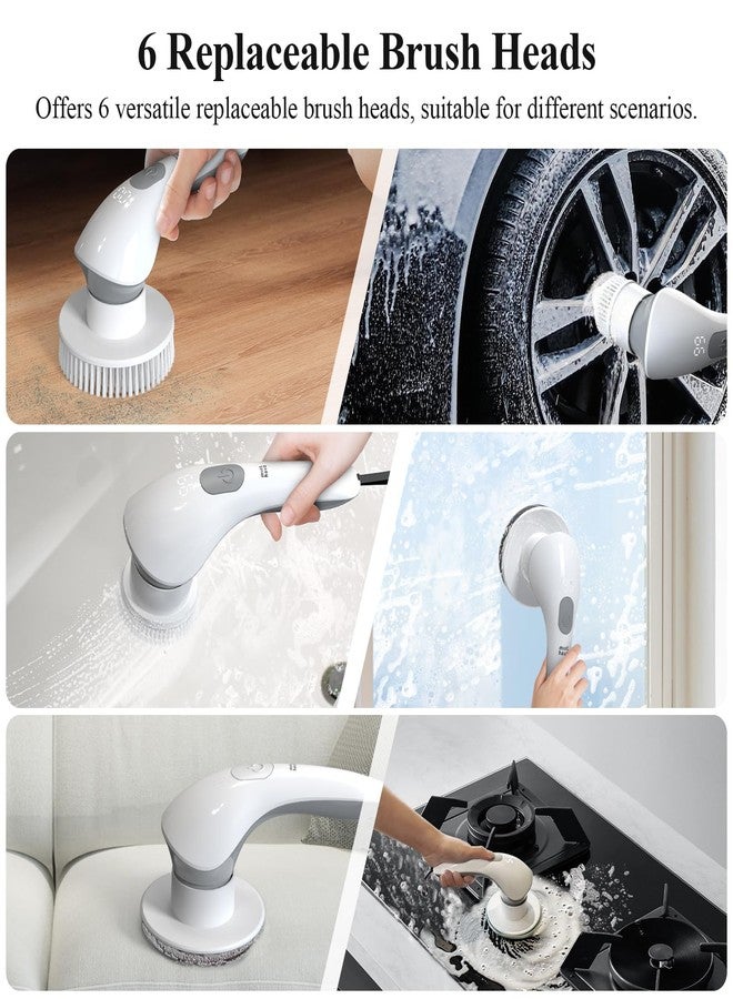 Minthouz Electric Spin Scrubber Bathroom Shower Cleaner Power Scrubber with 2 Speeds and 6 Multi-Function Brush Heads Cleaning Supplies Brush for Bathroom Tile Floor Kitchen Window - Image 4