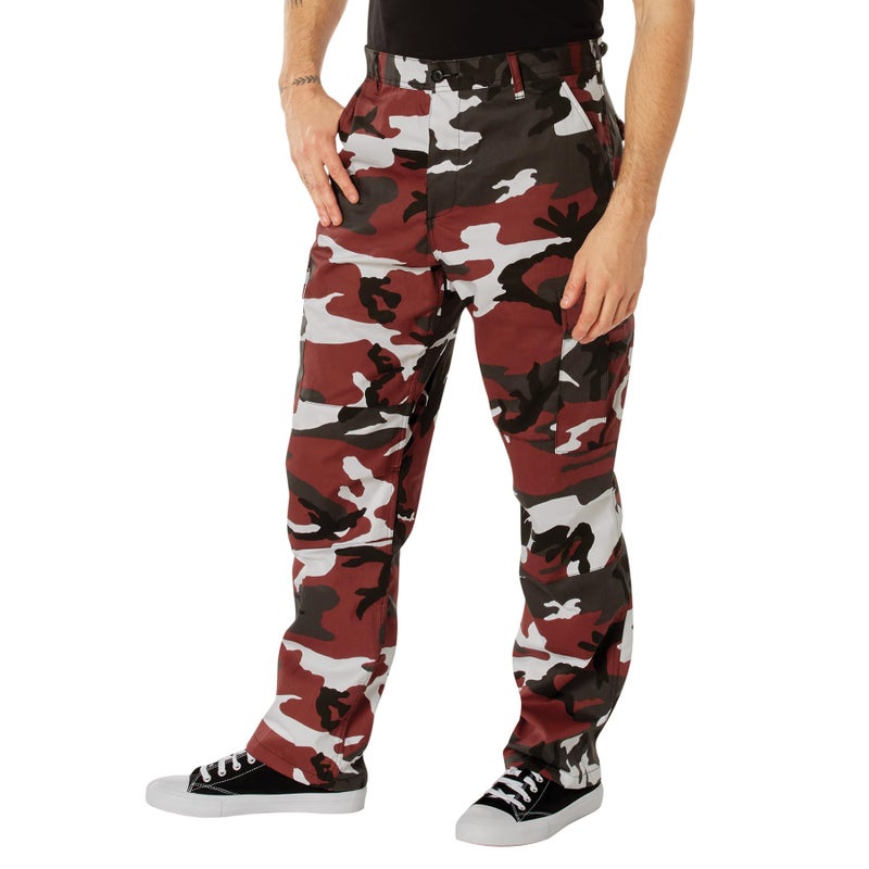 Rothco Color Camo Tactical BDU Pants Rugged Outdoor Hiking Cargos Uniform Pant US Alpha Small Regular Regular Red Camo