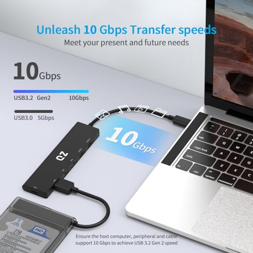 QZ [USB 3.2 10 Gbps, 6 Ports] QZ USB Hub 3.2 for Next Gen Office Work Stations, USB Type C to Type C Hub, USB-A + USB-C + USB 2.0, Type C Hub, USB C Hub for PC, Laptop and Phones - Image 2