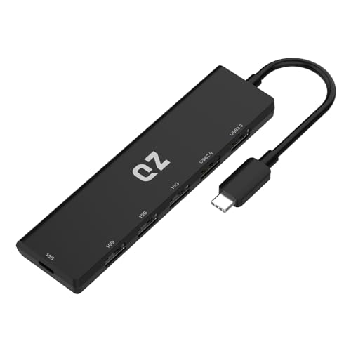QZ [USB 3.2 10 Gbps, 6 Ports] QZ USB Hub 3.2 for Next Gen Office Work Stations, USB Type C to Type C Hub, USB-A + USB-C + USB 2.0, Type C Hub, USB C Hub for PC, Laptop and Phones - Image 1