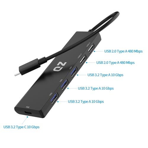 QZ [USB 3.2 10 Gbps, 6 Ports] QZ USB Hub 3.2 for Next Gen Office Work Stations, USB Type C to Type C Hub, USB-A + USB-C + USB 2.0, Type C Hub, USB C Hub for PC, Laptop and Phones - Image 4