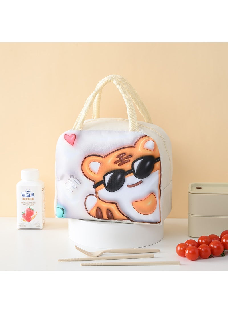 Generic 3D Cartoon Insulation Bag Childrens Portable Insulation Bag Oxford Cloth Lunch Bag Cute Lunch Bag Student Lunch Box Bag The White Tiger 