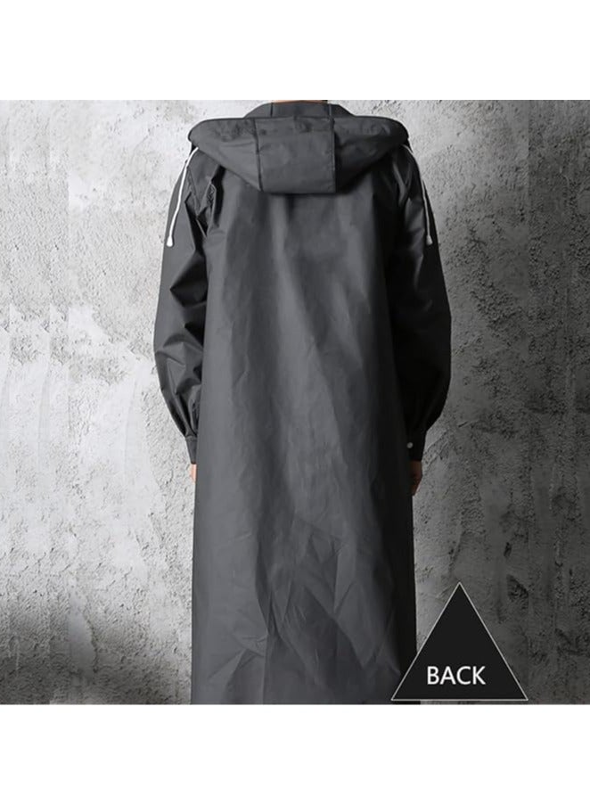 معطف مطر رجالي أسود أنيق للكبار مقاوم للماء، معطف مطر نسائي رجالي طويل مع قبعة للرحلات الخارجية والتسلق وصيد الأسماك. - Image 4