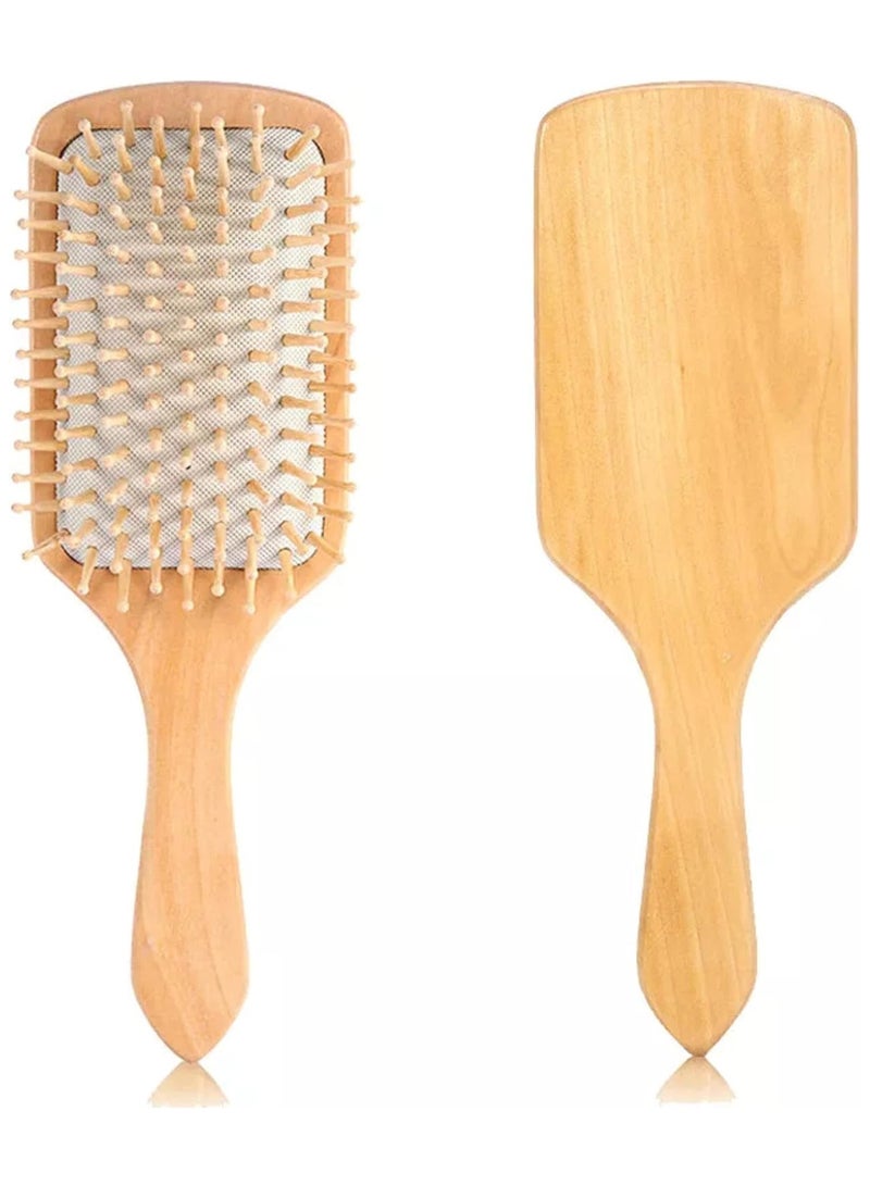 إي سي في في مشط خشبي طبيعي من الخيزران مضاد للكهرباء الساكنة/أداة تدليك للعناية بالشعر مزودة بوسادة هوائية صحية/فرشاة تصفيف الشعر/للنساء والرجال والأطفال والصغار والشعر الرطب والجاف - Image 1