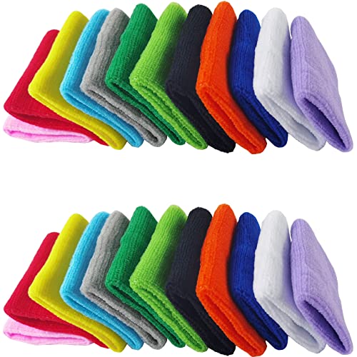 NSBELL 24PCS Colorful Sports Wristbands Cotton Sweatband Wristbands Wrist Sweatbands Wrist Sweat Bands for for Men and Women, Good for Tennis, Basketball, Running, Gym, Working Out (12Pair) - Image 1