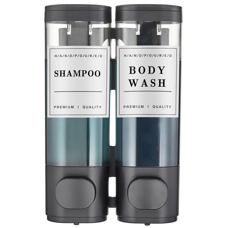 Shampoo and Conditioner DispenserUnisense Shower Soap Dispenser 2 Chamber No Drill WallMounted Shampoo Dispenser for Shower Wall Mounted Shower Dispenser for Bathroom Hotel Large CapacityBlack