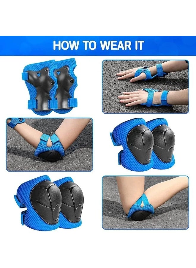 Generic Kids Sports Protective Gear Set, Wrist, Knee, Elbow Protectors for Skating, Cycling, Scooter, 6 Pieces (Ages 3-10 Years, Multicolor)  - Image 3