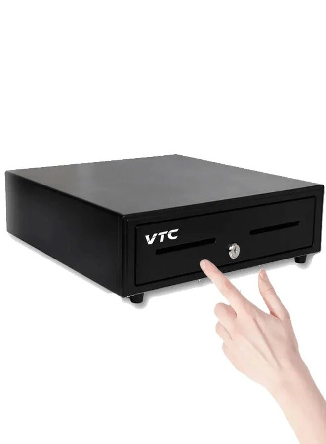Cash drawer for POS machine, 8 coin slots, 5 paper bills, and adjustable RJ11/12 media slot