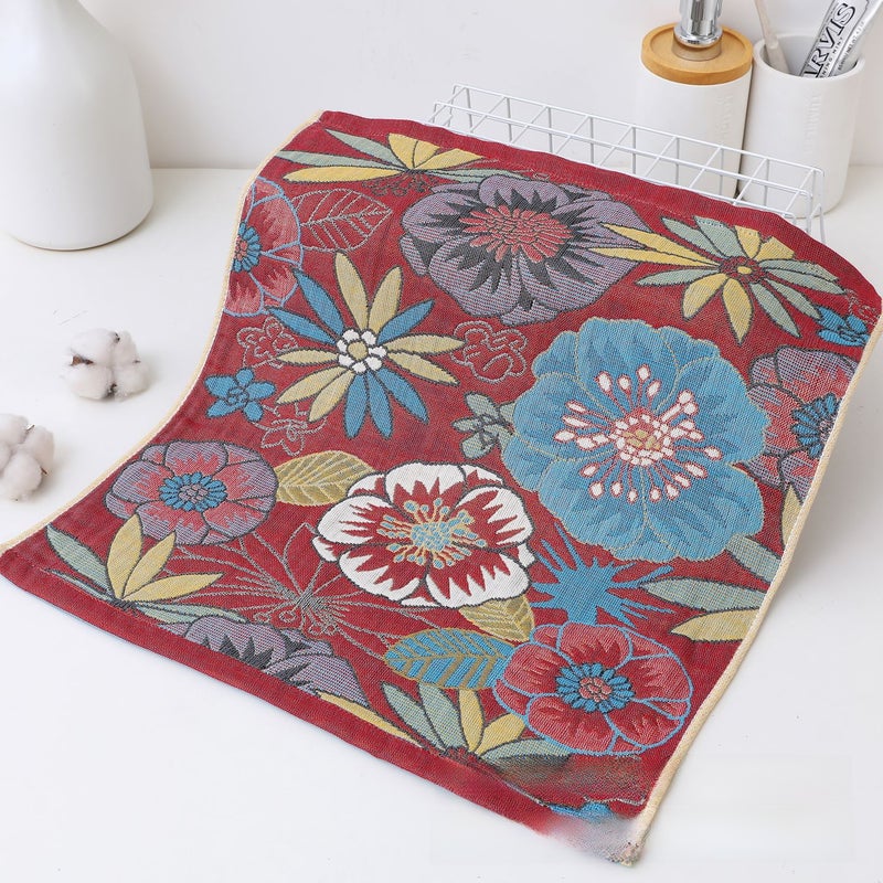 Cartoon Floral Muslin Large Scarf Soft Absorbent Garden 
