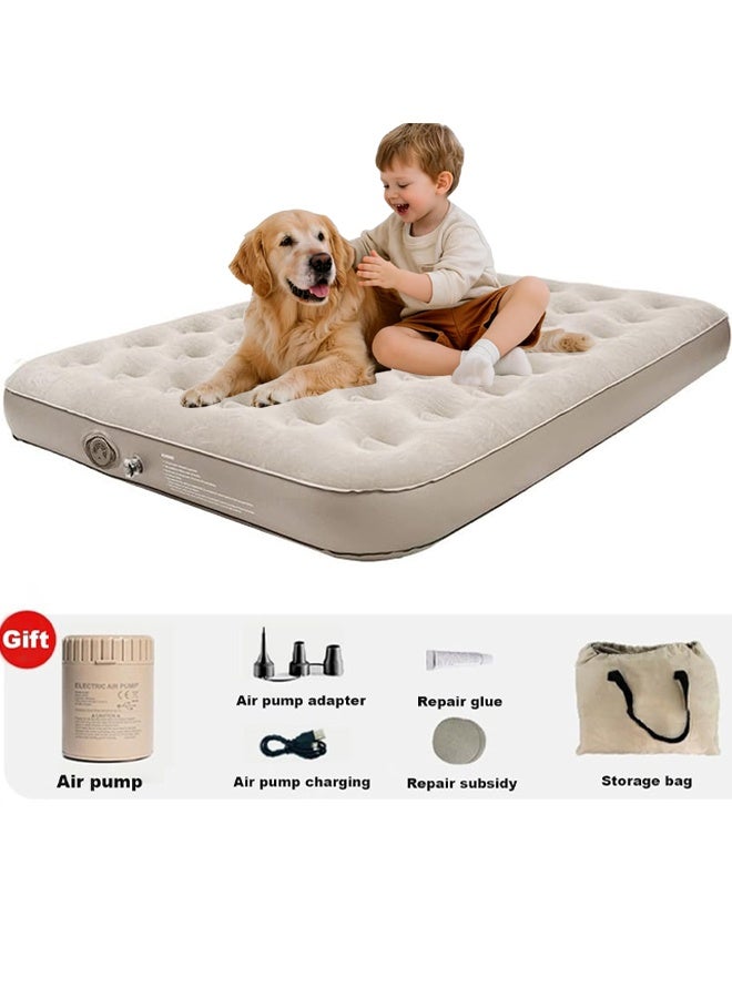 Air Mattress, Portable Inflatable Air Mattress for Camping & Guest, Anti-leak Blow Up Mattress with Soft Flocked Top and Carrying Bag for Camping, Home, Indoor (Double Inflatable Bed) - Image 1