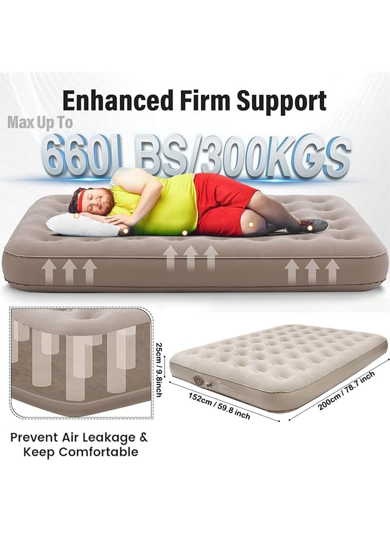 Air Mattress, Portable Inflatable Air Mattress for Camping & Guest, Anti-leak Blow Up Mattress with Soft Flocked Top and Carrying Bag for Camping, Home, Indoor (Double Inflatable Bed) - Image 2