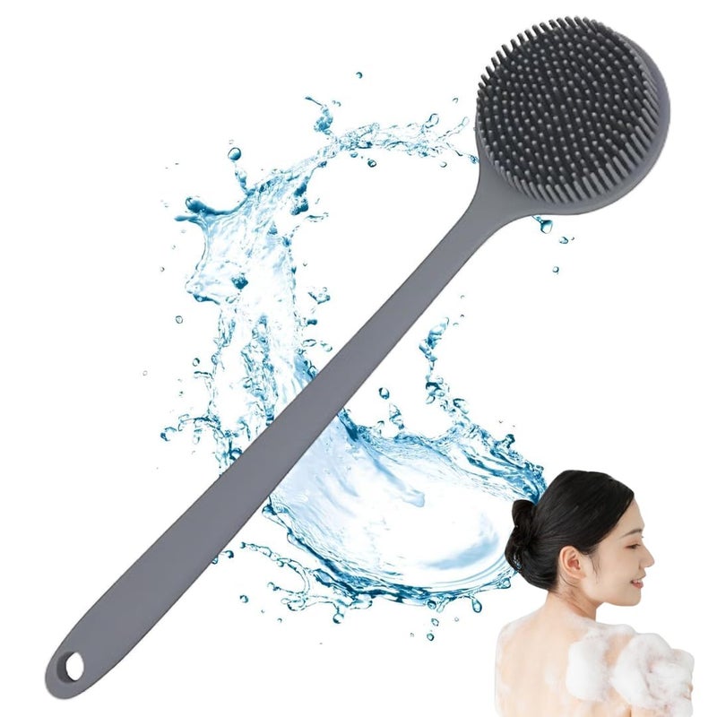 Fruhrer Soft Silicone Back Scrubber Shower Bath Body Brush with Long Handle,Double Sided Shower Brush for Shower Exfoliating and Massage Can Produce Rich Foam (Multi colour) - Image 1