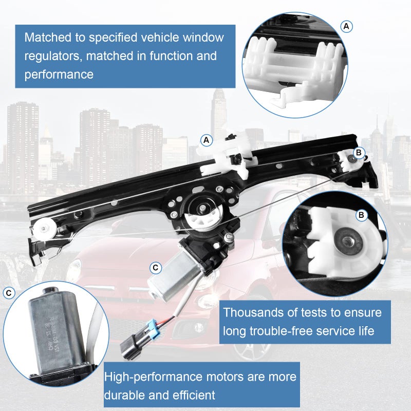 YIUIY Front Left Power Window Regulator And Motor Assembly Compatible with Fiat 500 1.4L 2012 2013 2014 2015 2016 2017 2018 2019 Replaces Part Number 751-648: 68070267AC 68070267AD 68070267AE - Driver Side - Image 4