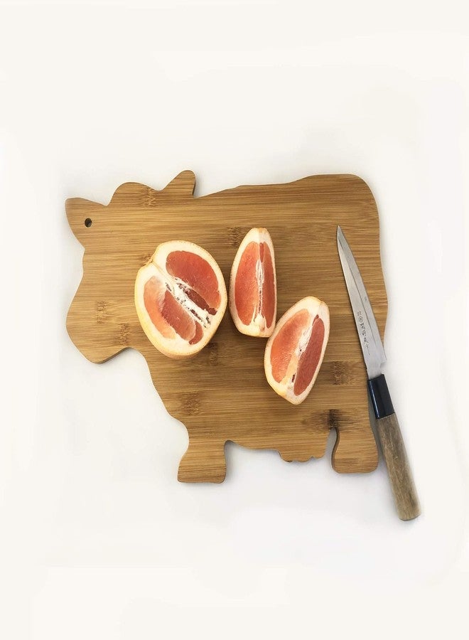 JB Home Collection, Cow Shape Bamboo Cutting Board and Serving Tray, 13.5"x9" Steak Serving Board, Natural Eco-Friendly Butcher Block for Kitchen Prep, Charcuterie, Cheese, and Appetizers - Image 2