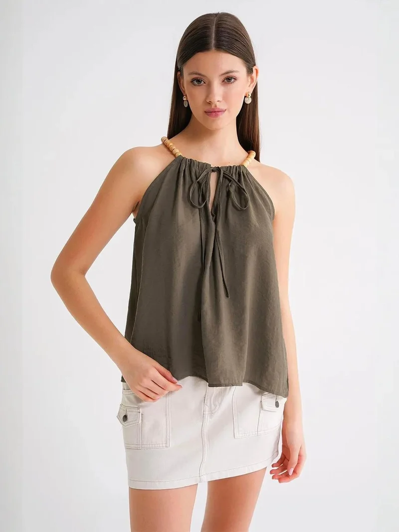 MixRay Mixray Accessory Detailed Halter Neck Modal Top