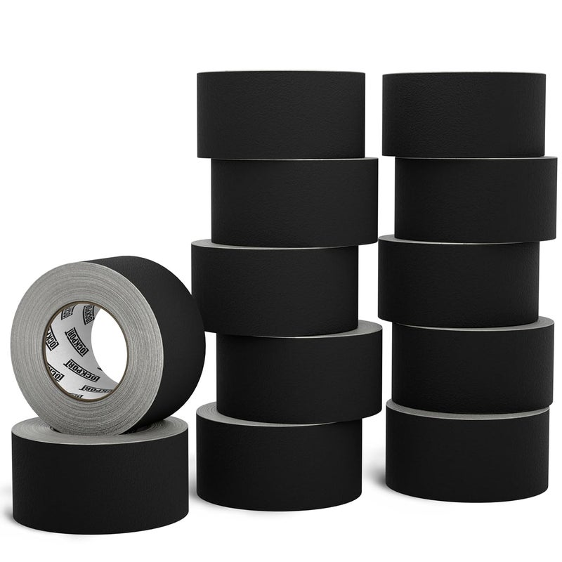 Lockport Black Gaffers Tape 2 inch x 30 Yards - 12 Pack Pro Black Gaff Tape - Bulk Pack - No Residue, Water Resistant, Non- Reflective, Easy Tear - Multipurpose - Image 1