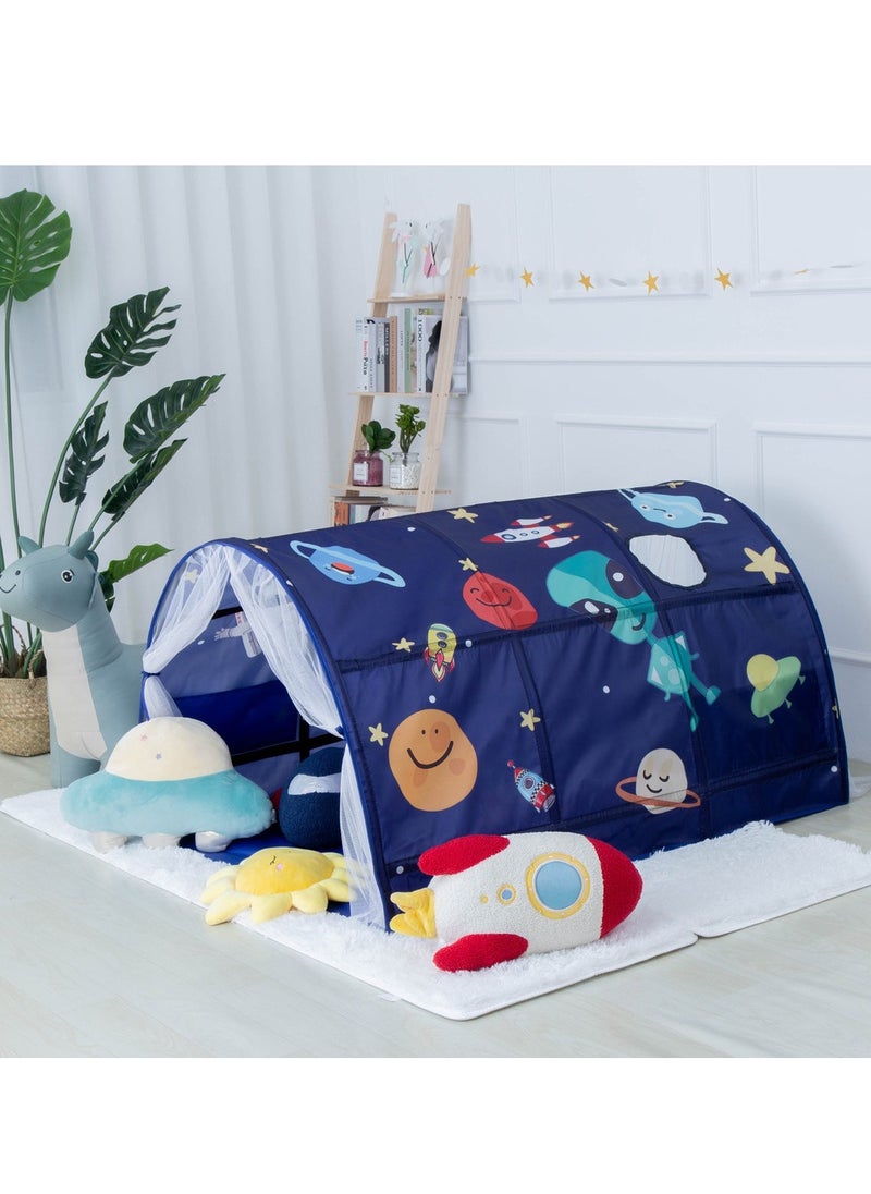 Bed Tent With Mesh Curtains,Toddler Sleeping Tent, Kids Pop Up Indoor Playhouse,  Breathable Windows, Double Sewing Thread For Bedroom Decoration