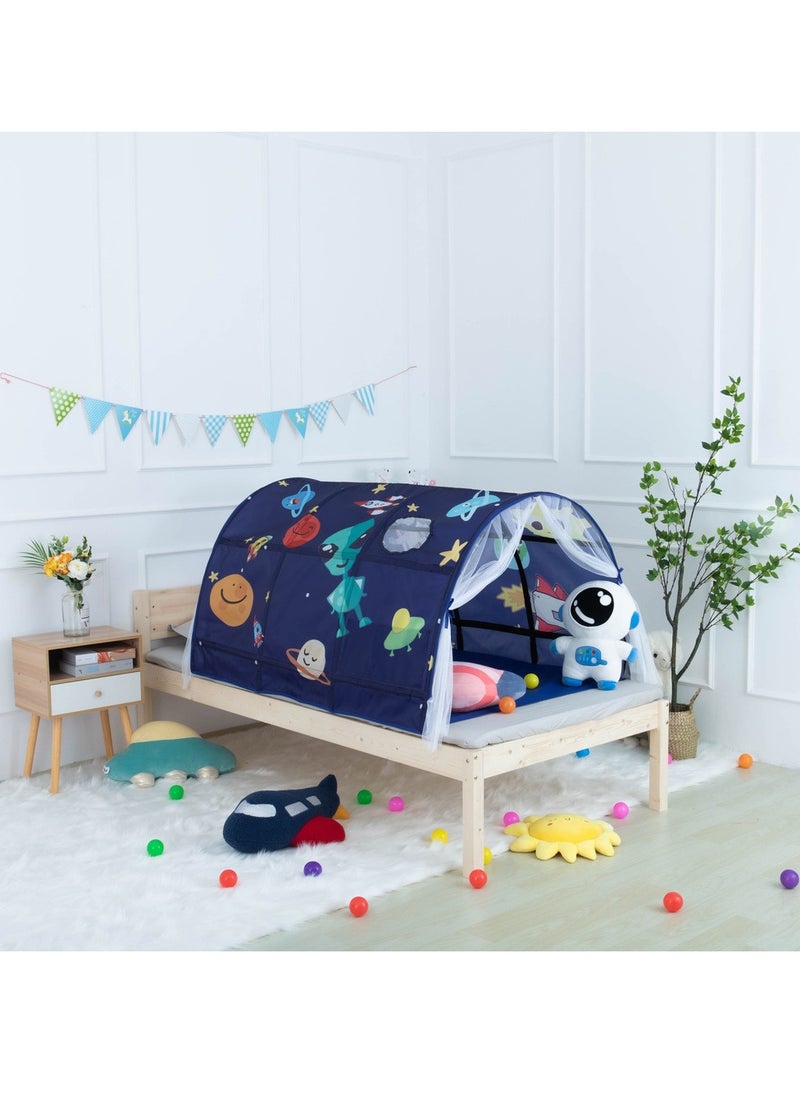 Bed Tent With Mesh Curtains,Toddler Sleeping Tent, Kids Pop Up Indoor Playhouse,  Breathable Windows, Double Sewing Thread For Bedroom Decoration