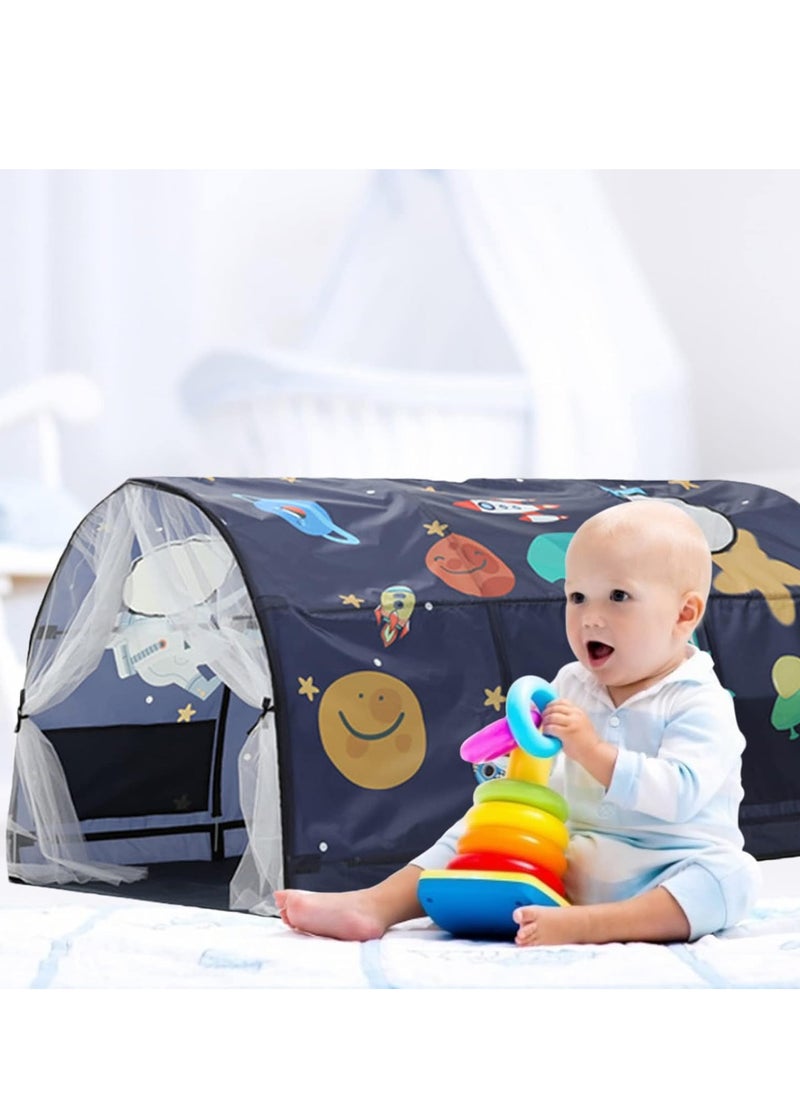 Bed Tent With Mesh Curtains,Toddler Sleeping Tent, Kids Pop Up Indoor Playhouse,  Breathable Windows, Double Sewing Thread For Bedroom Decoration