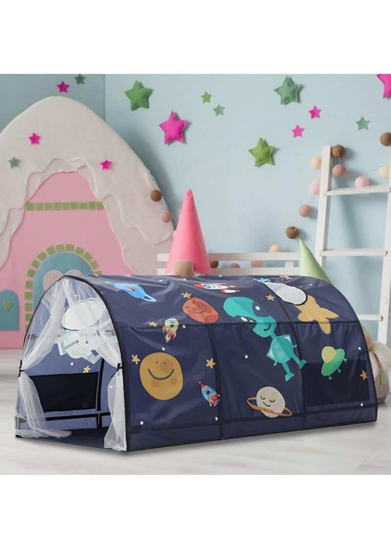 Bed Tent With Mesh Curtains,Toddler Sleeping Tent, Kids Pop Up Indoor Playhouse,  Breathable Windows, Double Sewing Thread For Bedroom Decoration