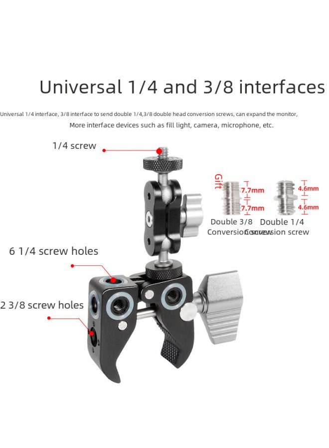 ملقط سرطان البحر على شكل C، مثبت مكتبي معدني قوي، ملقط متعدد الاستخدامات، ذراع سحرية غريبة، حامل إكسسوارات التصوير - Image 2