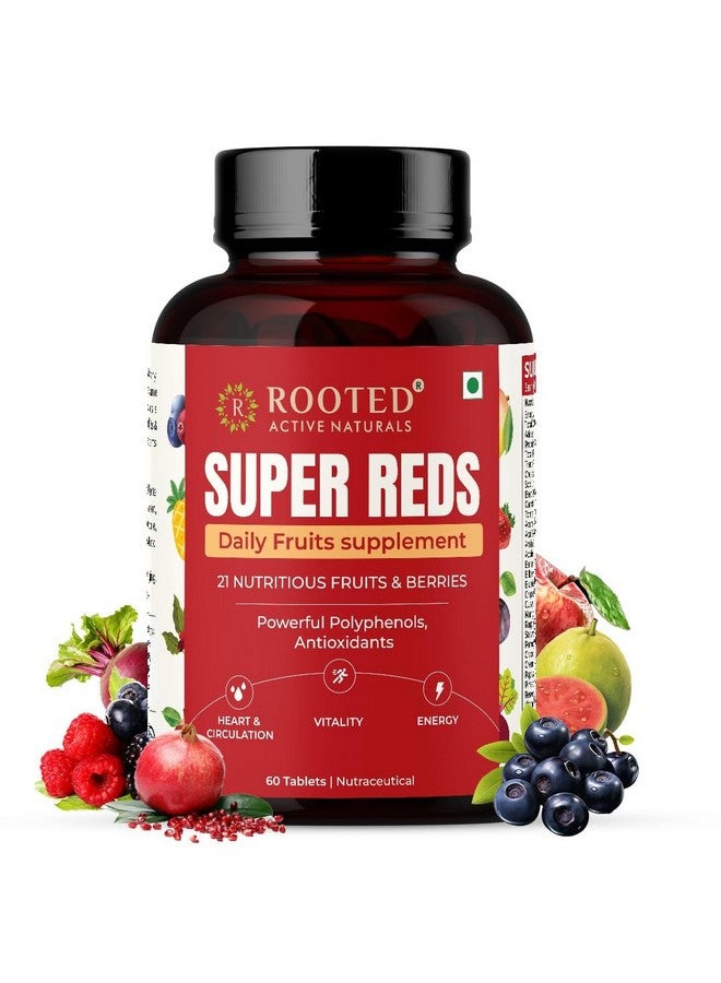 Rooted Active's Super Red Tablets for Men & Women | Comprehensive Daily Supplement with 21+ Nutritious Fruits & Berries | Daily Fruits Supplement | Supports Heart Health, Energy, Immunity (60 Tablets) - Image 1