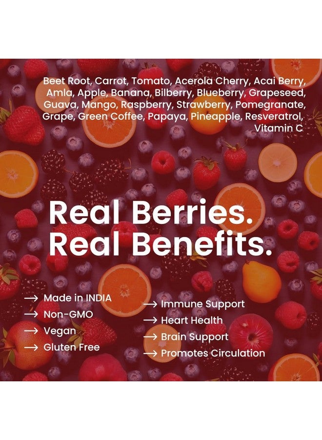 Rooted Active's Super Red Tablets for Men & Women | Comprehensive Daily Supplement with 21+ Nutritious Fruits & Berries | Daily Fruits Supplement | Supports Heart Health, Energy, Immunity (60 Tablets) - Image 2