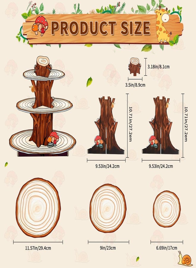 BACUTHY 2 Pack Woodland Baby Shower Decorations Cupcake Stands: Cake Topper Stand Western Party Decors Supplies Favors, Baby Kids Boys Girls Birthday Safari Camping Mushroom Theme Cardboard Cupcake Holders - Image 3