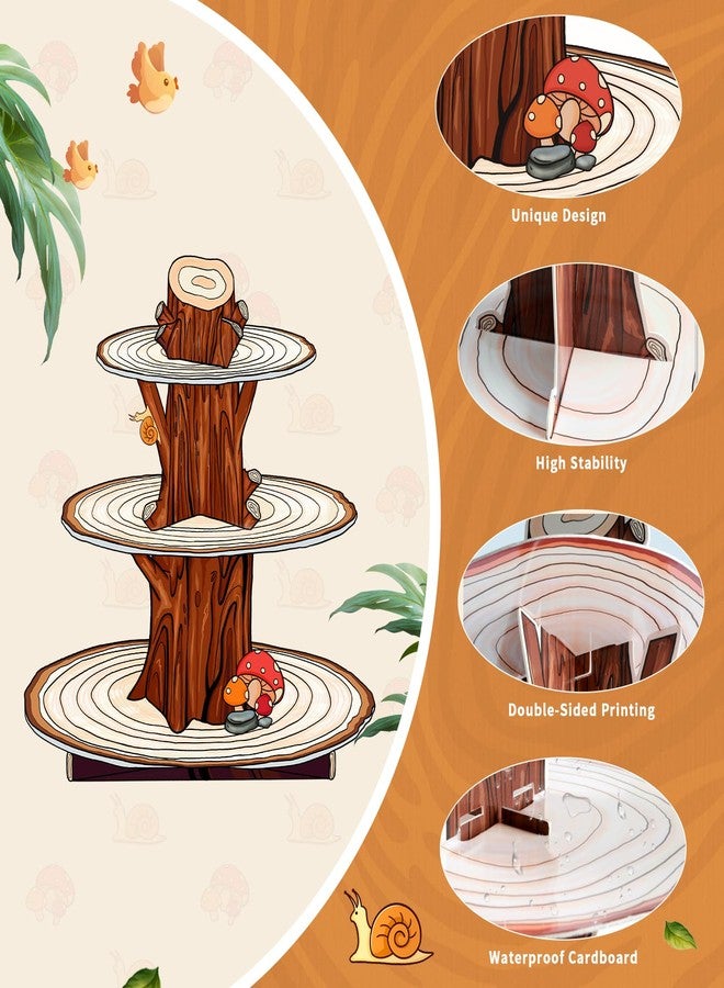 BACUTHY 2 Pack Woodland Baby Shower Decorations Cupcake Stands: Cake Topper Stand Western Party Decors Supplies Favors, Baby Kids Boys Girls Birthday Safari Camping Mushroom Theme Cardboard Cupcake Holders - Image 4