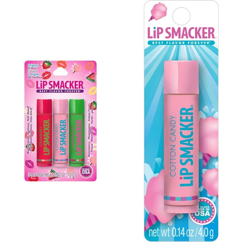 Lip Smackers Best Flavor Forever Lip Balm Trio with Strawberry Watermelon  Cotton Candy Lip Balm