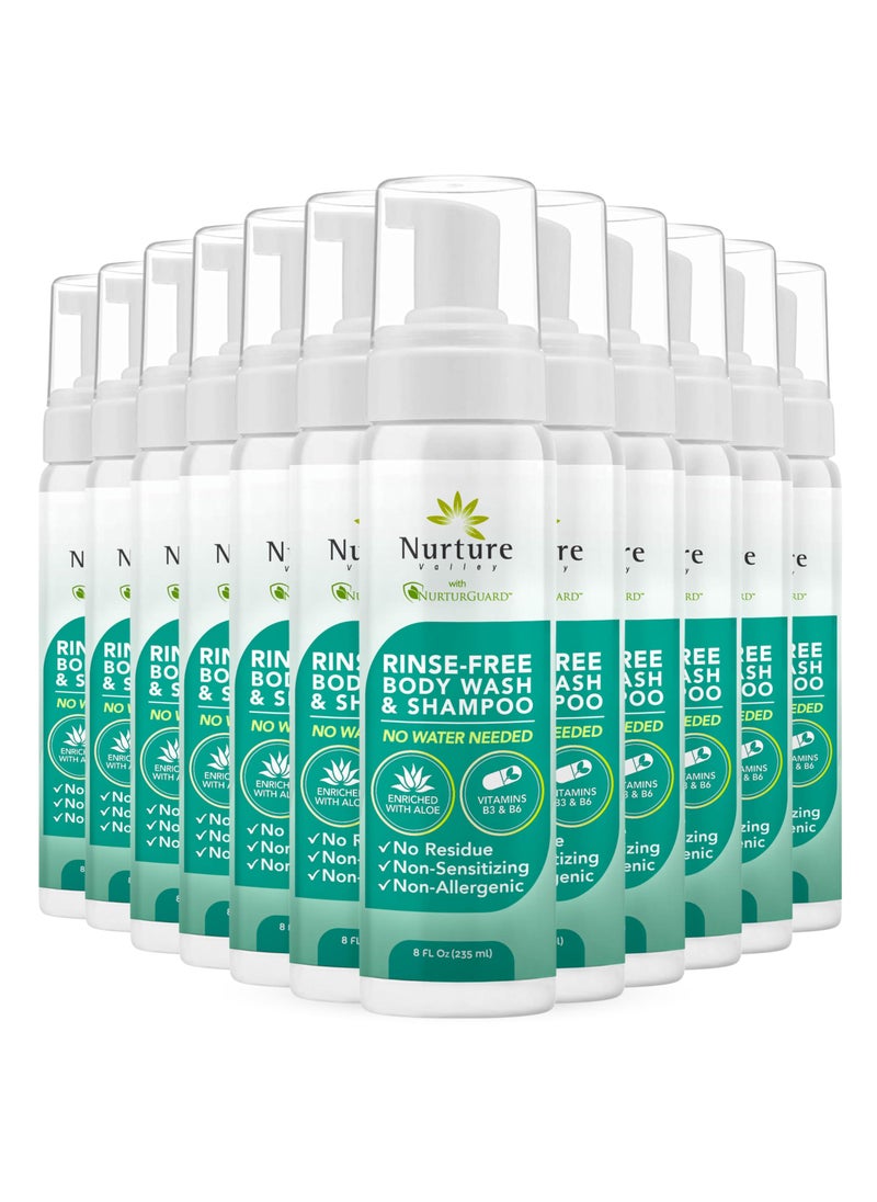 Nurture Valley - Nurture Rinse Free Body Wash & Shampoo w/Aloe | Hospital Grade Hair & Body Waterless Cleansing Foam | Women, Camping, Elderly & Hospital Patients | Shower Bath Hand Soap for Sensitive Dry Skin - Image 1
