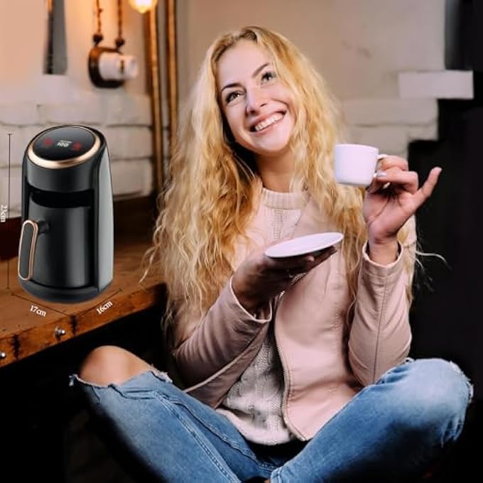 انججو ماكينة صنع القهوة التركية 3 في 1 أوتوماتيكية لتسخين الحليب والمشروبات الساخنة 600 واط زر تشغيل ذكي يعمل باللمس ماكينة صنع القهوة التركية الكهربائية للمكتب ماكينة صنع القهوة الكهربائية أو الشاي أو غلي الماء - Image 4