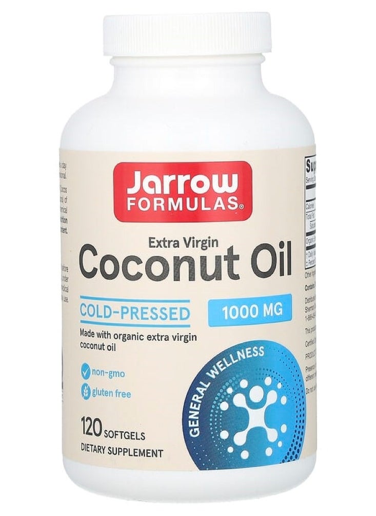 jarrow formulas Extra Virgin Coconut Oil 1000 mg 120 Softgels  - Image 1